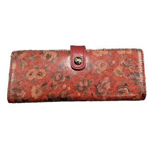 NWT Patricia Nash Red Rosso Fiore Leather RFID Card Holder Wallet